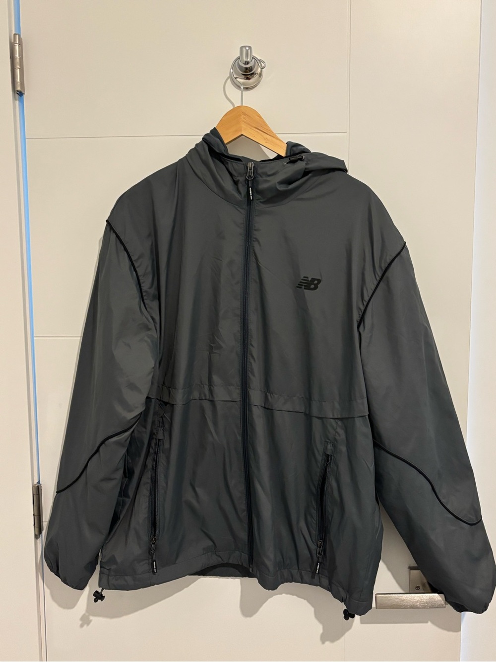 New Balance Men's Grey Hooded Windbreaker Jacket